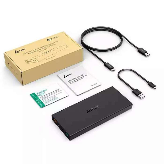 Powerbank AUKEY 16000mAh PB-Y2 Qualcomm Quick Charge 2.0 кабель type-c 1м + micro USB 20cm iPoster.ua