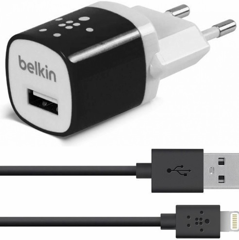 Сетевое зарядное устройство Belkin Travel charger 1USB 1A 1.2 м + Lightning cable Black iPoster.ua